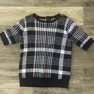 Halogen sweater short sleeve black white sz S
